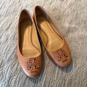 Tory Burch Melinda Cognac Leather Ballet Flats